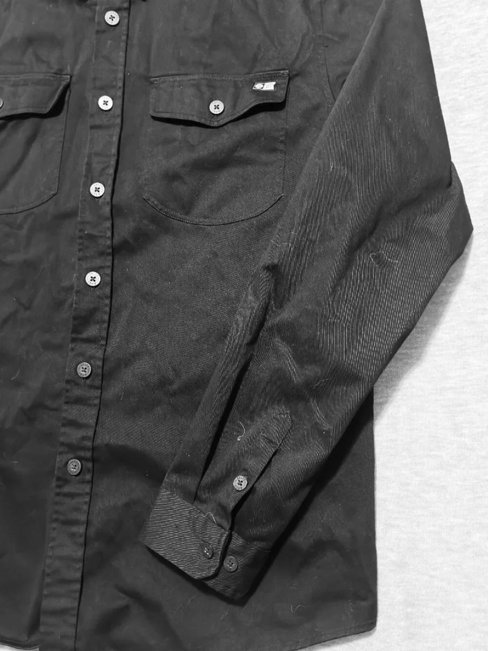 Salty Crew Shirt Mens XL Black Long Sleeve Button Front Utility Work Cotton